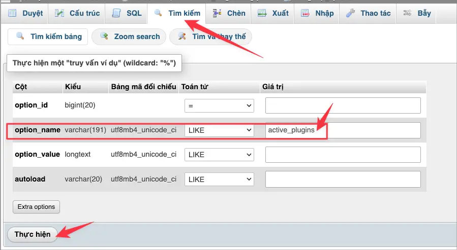 Hướng dẫn tắt/ bật toàn bộ Plugin từ phpMyAdmin